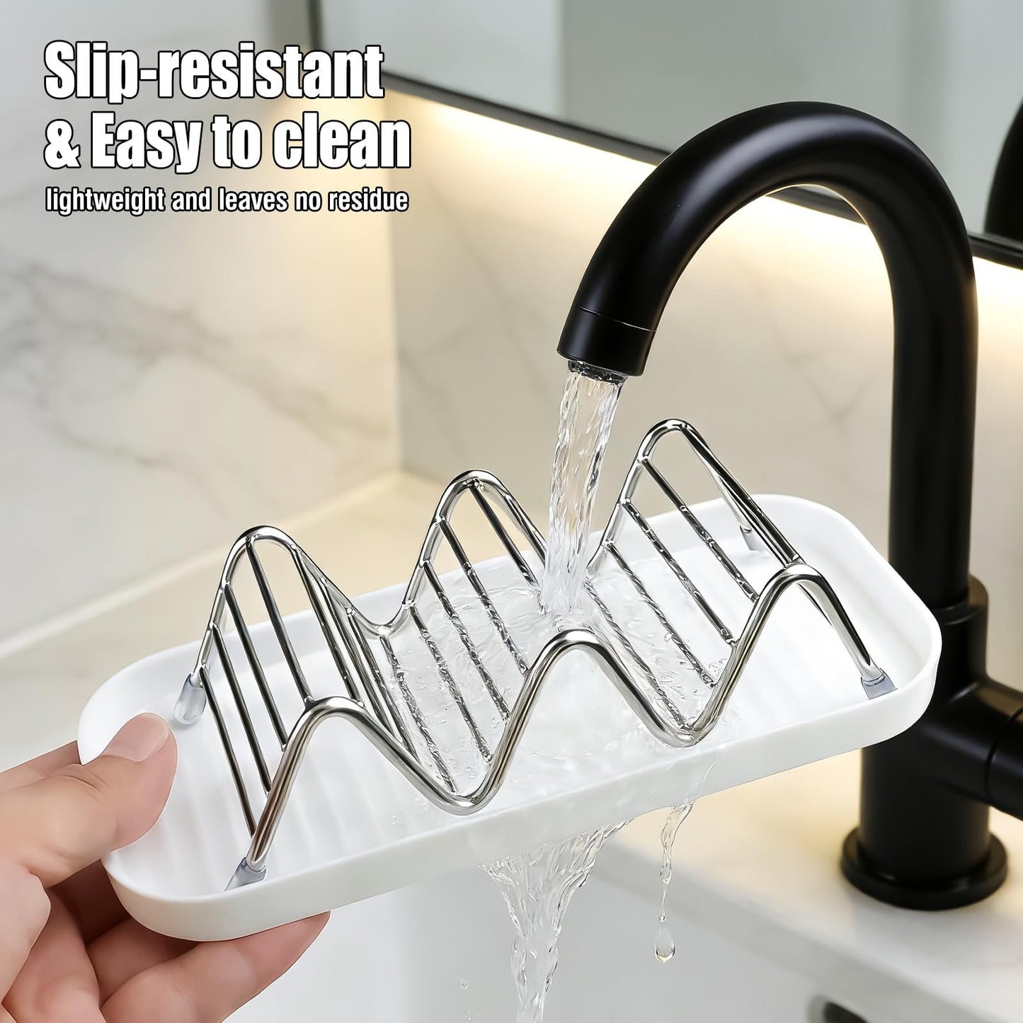 OZNER Wavy Soap Dish for Shower, 304 Stainless Steel Shampoo Bar Holder with Removable Drip Tray, Self Draining Quick Dry Bar Soap Holder for Shampoo Bars, Conditioner Bars & Soap, 1 Pack