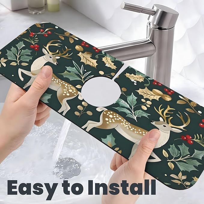 Christmas Kitchen sink faucet pad, strong water absorption, anti slip, very