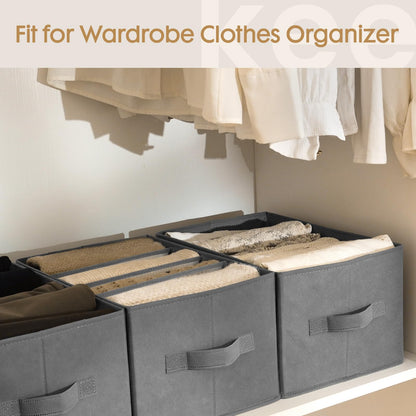 Criusia 6 Pack Large Clothes Organizer, Wardrobe Closet Organizer and Storage with Handles, Foldable Fabric Closet Organizers Dividers for Clothing, Pants, Jeans, Sweater, T-shirts, Grey