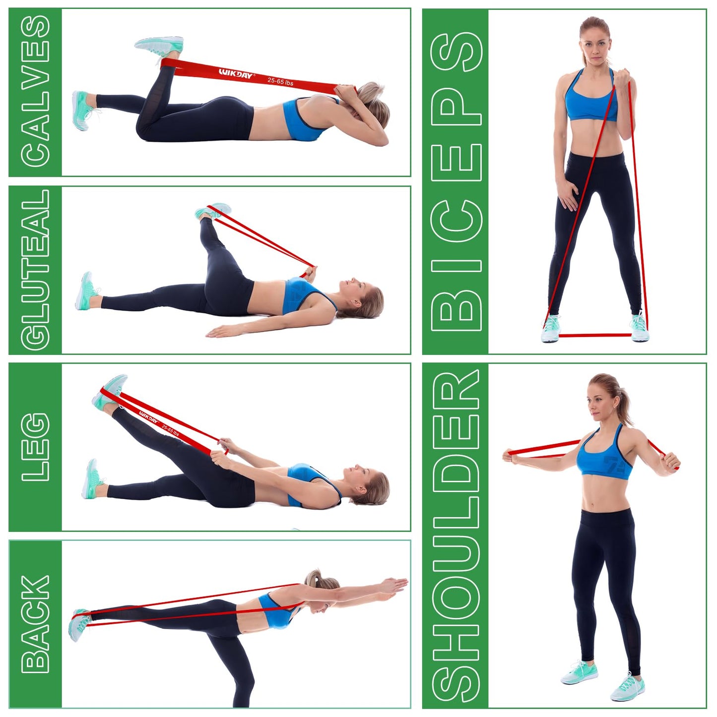 WIKDAY Resistance Bands, Pull Up Assistance Bands, Workout Bands, Heavy Exercise Bands Set with Door Anchor, Elastic Bands for Body Stretching, Training at Home/Gym for Men & Women