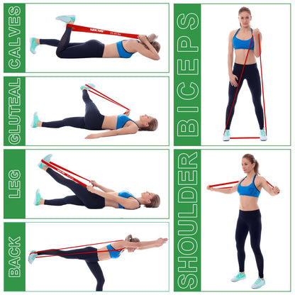 WIKDAY Resistance Bands, Pull Up Assistance Bands, Workout Bands, Heavy Exercise Bands Set with Door Anchor, Elastic Bands for Body Stretching, Training at Home/Gym for Men & Women