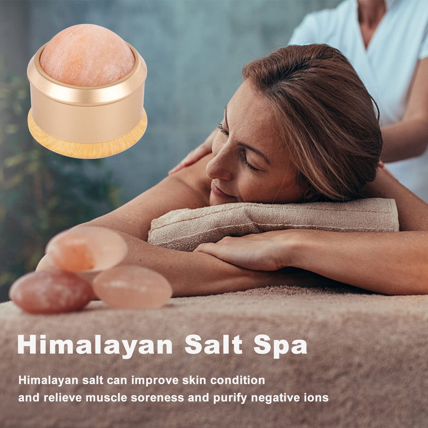 gemshan Himalayan Salt Massage Ball - Full Body Roller Tool, Neck Back Arm Pain Relief