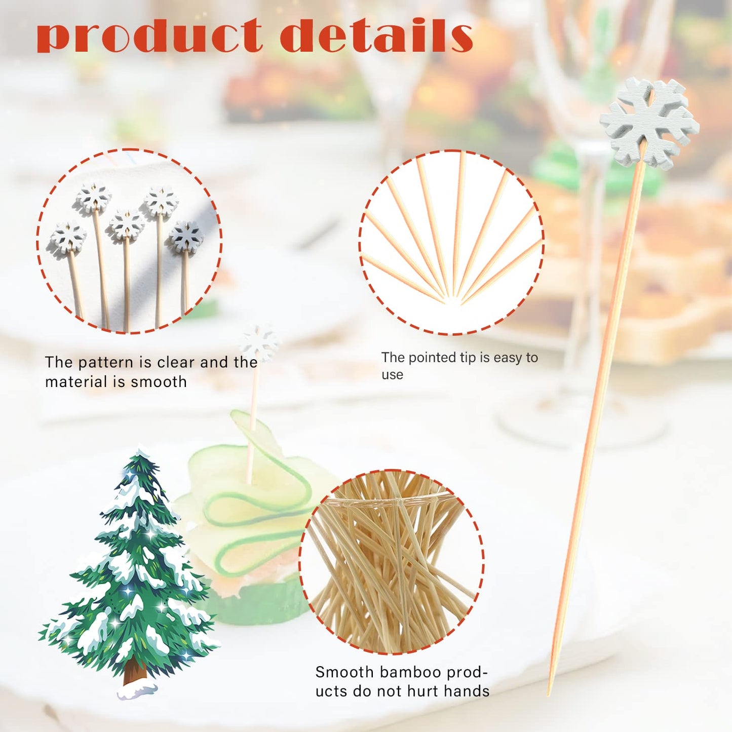 100pcs Red Heart Cocktail Picks 4.7" Long Fruit Sticks Food Toothpicks Sandwich Appetizer Charcuterie Skewers, Handmade of Bamboo Wood, for Birthday, Wedding, Valentines Day Decoration Party Supplies