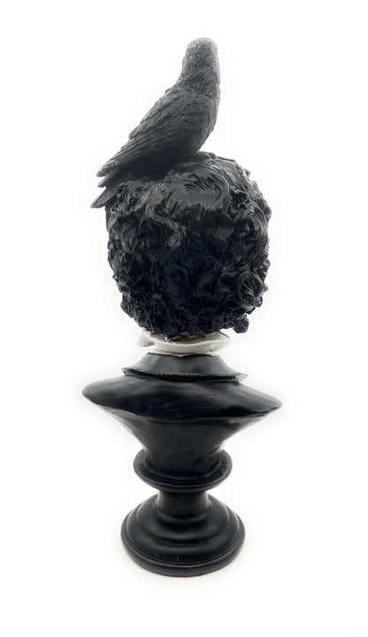 RUSTIX Edgar Allan Poe Bust Statue – Gothic Raven Figurine Inspired by “The Raven” – Decorative Statue for Literary, Gothic, and Victorian Home Decor