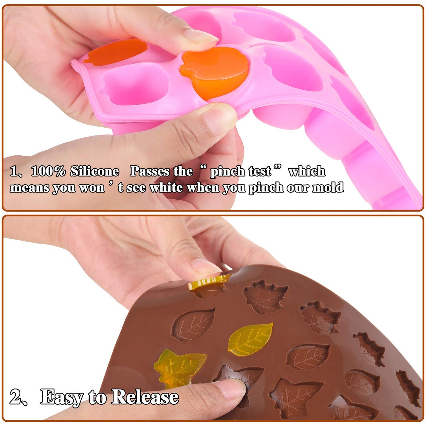 4 Pieces 3D Fall Candy Molds Halloween Pumpkin Candy Mold Thanksgiving Maple Leaf Shaped Fall Candy Chocolate Mold Ice Cube Tray for Halloween Candy Muffin Chocolates Cake Soap, Candle