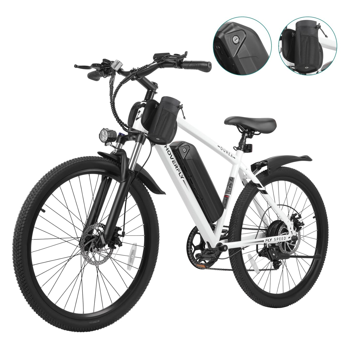 HOVERFLY OUREA 26" 750W Electric Mountain Bike & Master Lock 8122D Combination Cable Lock for Bicycles, ATVs, Grills, Lawn Mowers