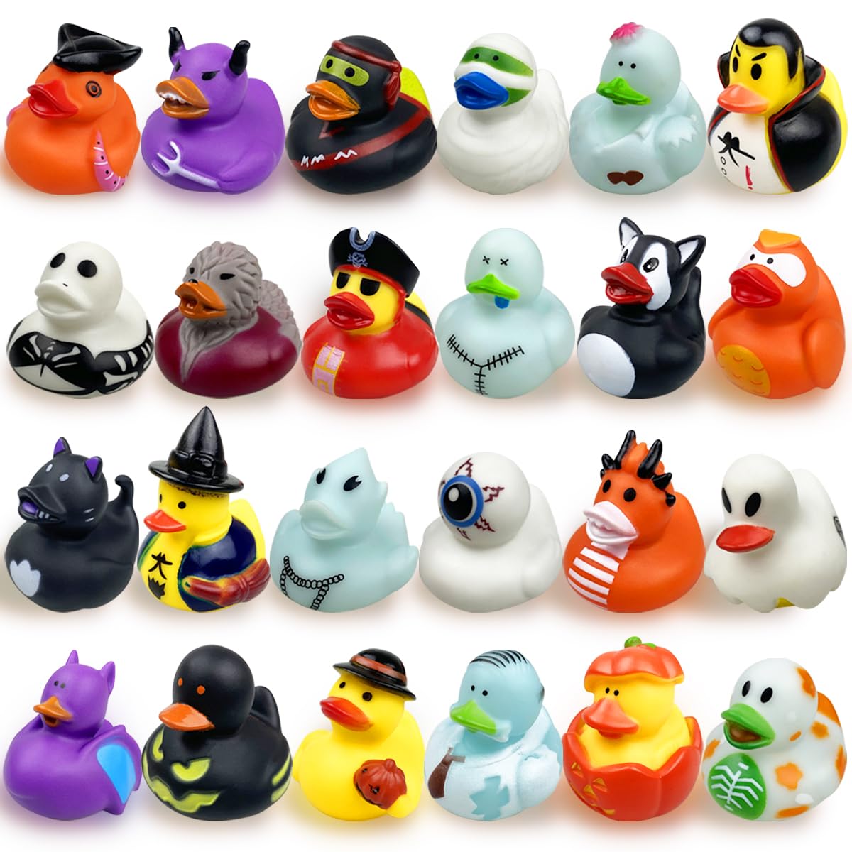 QINGQIU 24 Pack Halloween Rubber Ducks Bath Toys for Kids Toddlers Boys Girls Halloween Toys Halloween Party Favors Gifts Halloween Treat Bags