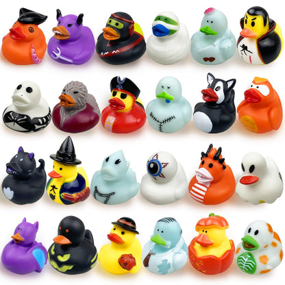 QINGQIU 24 Pack Halloween Rubber Ducks Bath Toys for Kids Toddlers Boys Girls Halloween Toys Halloween Party Favors Gifts Halloween Treat Bags