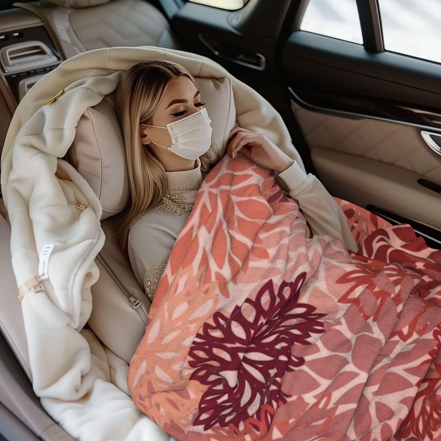 Perinsto Red and Pink Chrysanthemum Floral Throw Blanket Ultra Soft Warm All Season Daisy Flowers Decorative Fleece Blankets for Bed Chair Car Sofa Couch Bedroom 50"X40"