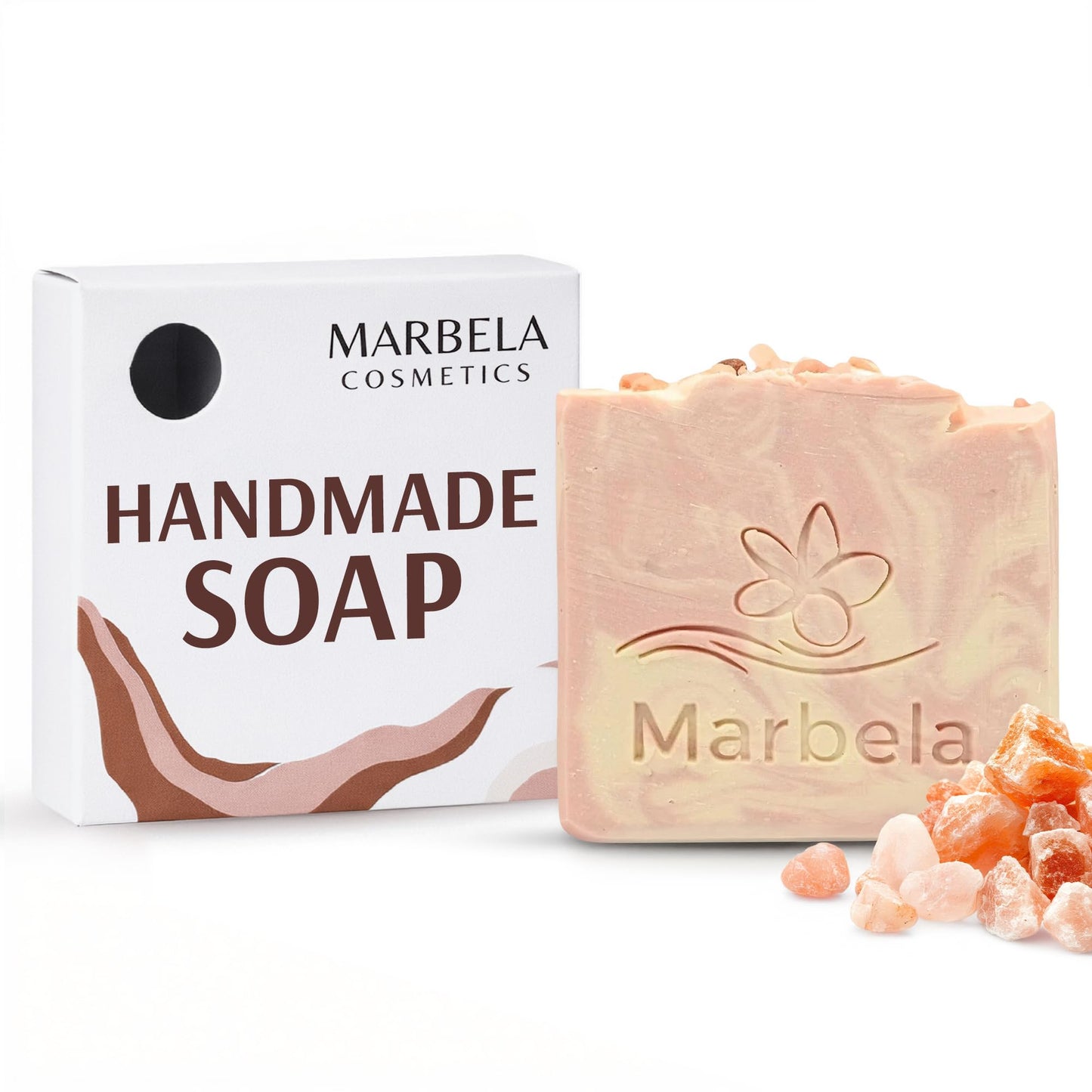 Marbela Cosmetics Handmade Soap Bar - Made in USA, Vegan Friendly, Palm Oil Free, Natural Bar Soap - Face & Body Soap for Daily Skin Care, Moisturizing & Nourishing - 3.5 oz (Himalayan Salts Spring)