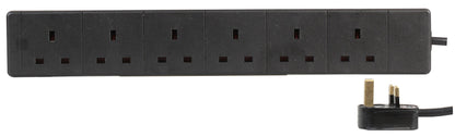 PRO ELEC pl11242 13 A 1 m 6 Way Gang Power Mains Extension Lead Cable - Black