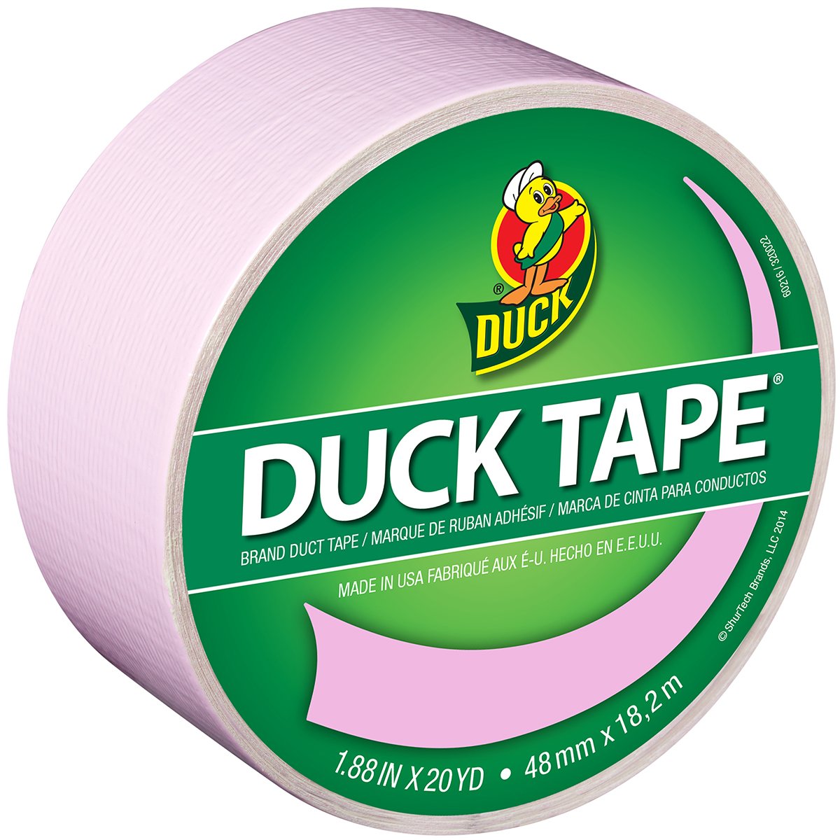 Duck Brand 240976 Color Duck Tape, Baby Pink, 1.88-Inch by 20 Yards, Single Roll