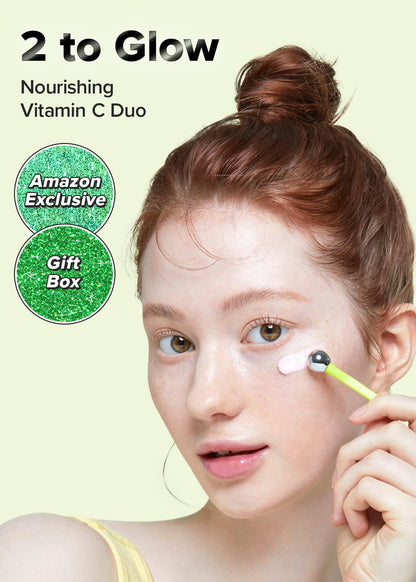 I DEW CARE Vitamin Eye Cream & Lip Oil set - 2 To Glow | Facial Treatment, Gift Box Included, Glass Skin Look, Korean Skincare, Nourishing, Dark Circles Reducer, Treatment with Hyaluronic Acid