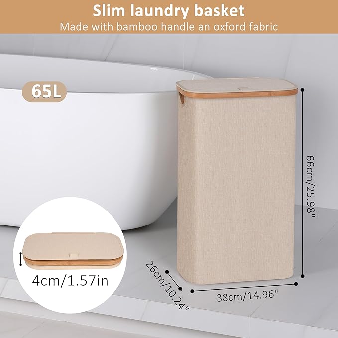 65L Slim Laundry Hamper, Narrow Laundry Basket