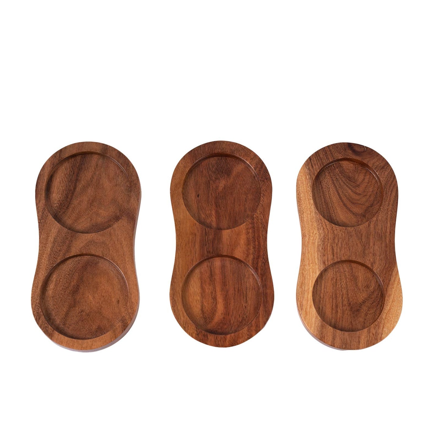 DeroTeno Salt and Pepper Mill Tray, Inner Dia 6 cm / 2.36 inch, Acacia Wood, Pepper Grinder Rest, Dining Table Protector (Pepper Mill and Salt Mill are not Included)