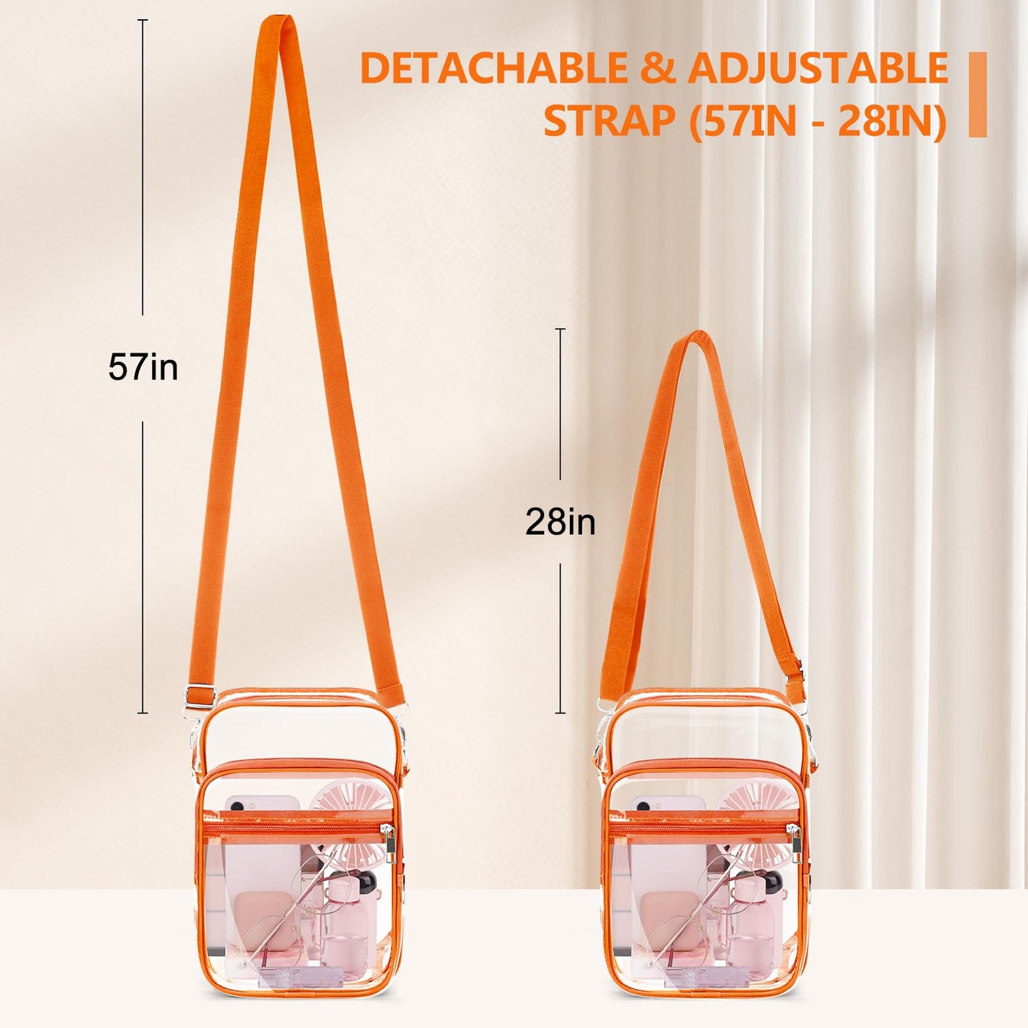 Blvornl Clear Crossbody Bag with Adjustable Shoulder Strap, Stadium Approved PVC Purse Bag, Messenger Bag