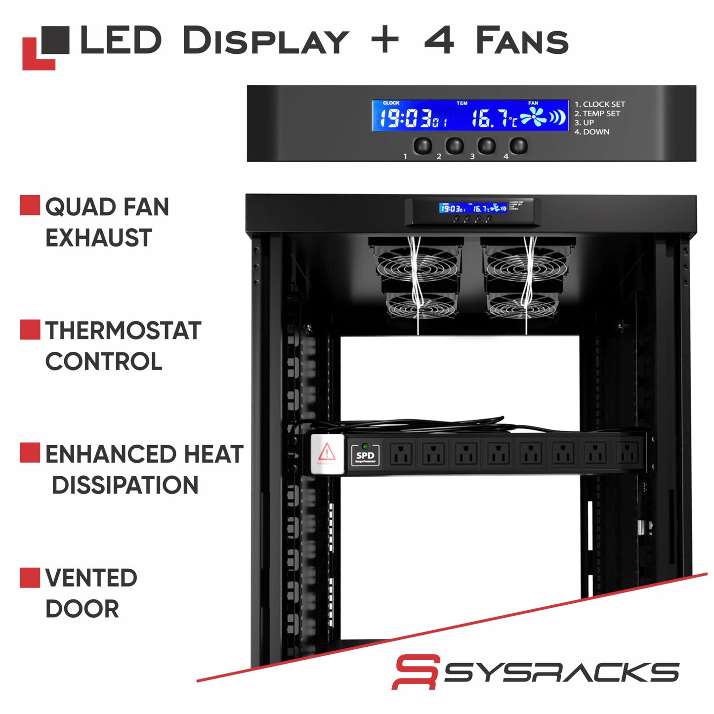 18U Server Rack Cabinet – 19" Network Rack Enclosure, 39" Deep Floor Standing Data Rack with Locking Glass Door, Cooling Fans, PDU & Shelf for Servers, Switches and Patch Panels