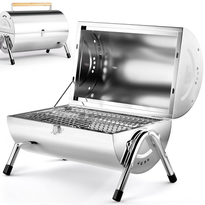Gardebruk Portable Folding Stainless Steel Double Grill Surface Charcoal Grill for Travel, Camping, Picnics