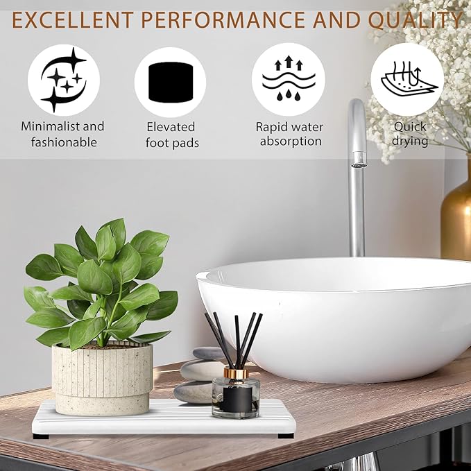 3PCS Water Absorbing Stone Tray, Fast Drying Stone Sink Tray, Stones Soap Trays