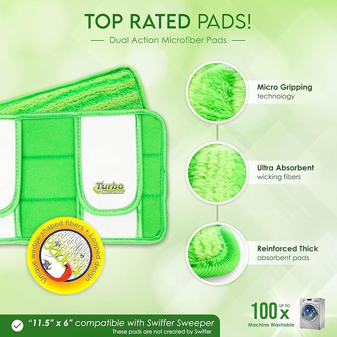 Reusable Pads Compatible with Swiffer Sweeper Mops