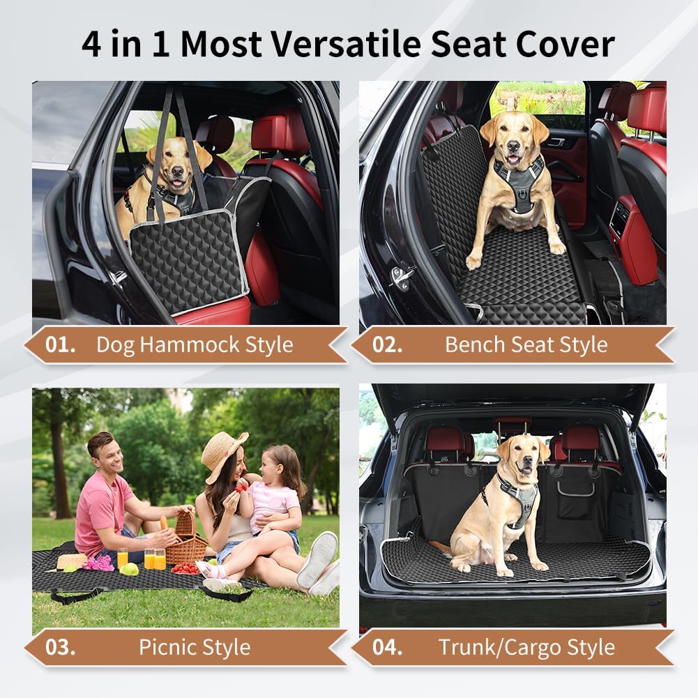 KYG Dog Car Seat Cover Hammock Dog Seat Cover with Mesh Window Durable Scratch Proof And Waterproof Car Rear Seat Protection Cover Pet Car Seat Cover For Cars/Trucks/Suv 135 X 140cm