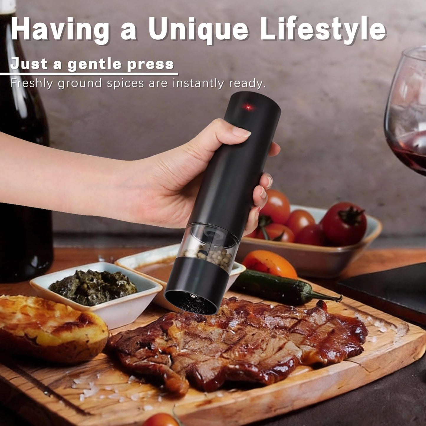 Electric Salt and Pepper Grinder Set, Rechargeable Automatic Salt and Pepper Shakers, One-Handed, Adjustable Coarseness, Pepper mills with stand, Seasoning Tools for Kitchen, Home Gifts