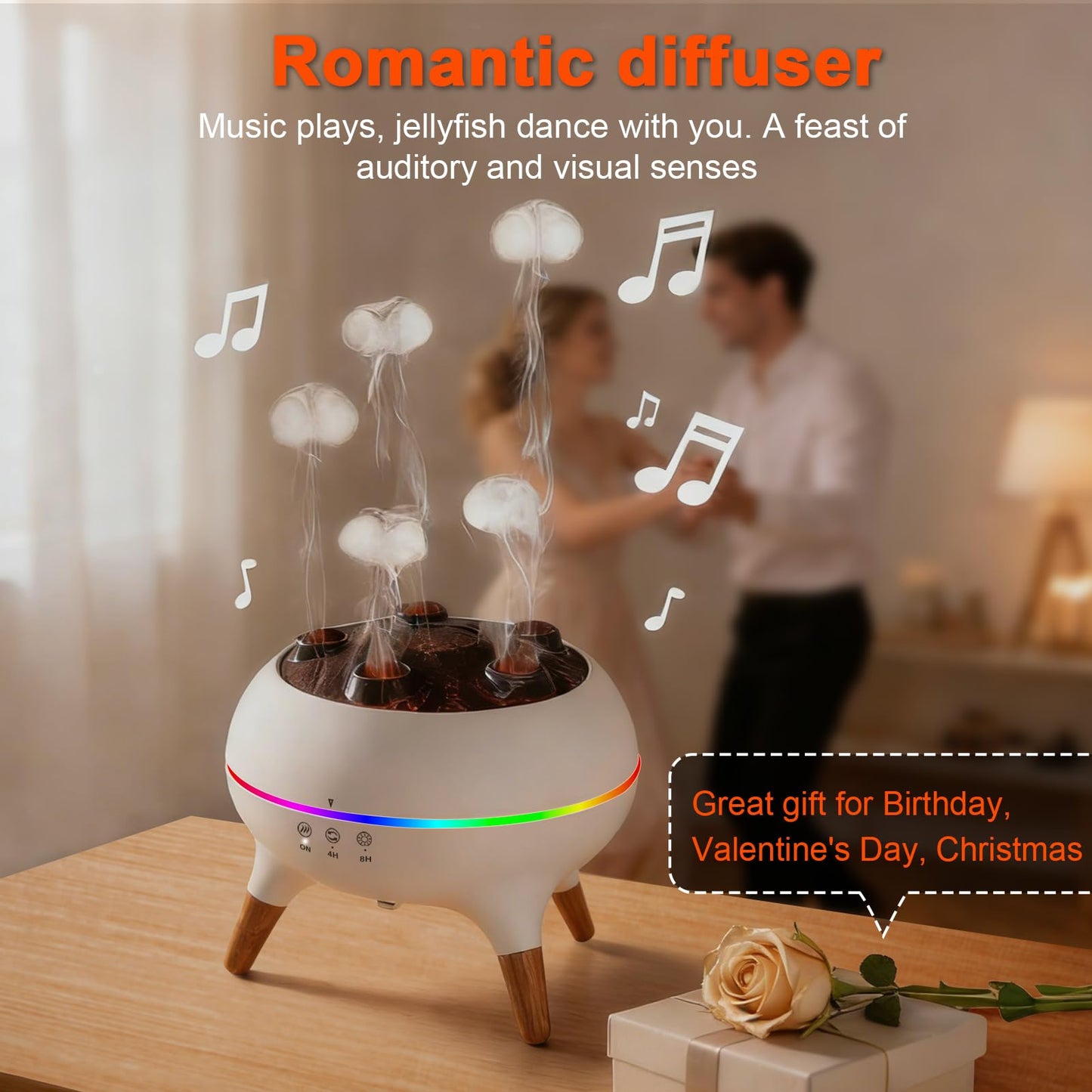 Akpsid Essential Oil Diffuser 250ML,Jellyfish Diffuser Air Humidifiers Sound Pickup Ultrasonic Aromatherapy Diffuser Remote Control 7 Color Lights for Home Bedroom Office Hotel
