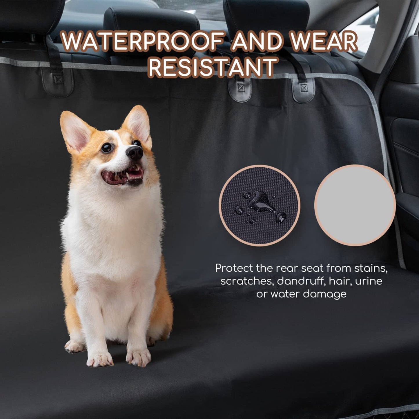 Nobleza Dog Car Seat Cover, No-Skirt Design Nonslip Car Seat Cover for Dogs, Durable Scratch Proof Car Boot Liner Protector, Dog Seat Covers for Universal Cars Back Seats, 140 * 110CM, Black
