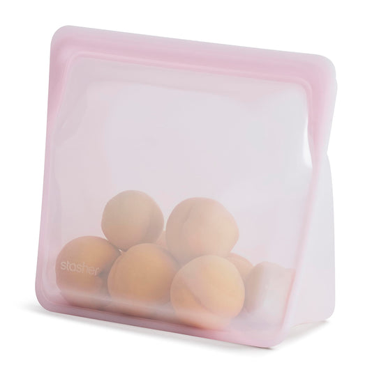 Stasher Premium Silicone Reusable Food Storage Stand-Up Mid Bag, Clear, Microwave, Sous Vide, Dishwasher, Oven and Freezer Safe, BPA Free, Leak-free, Eco-friendly, 56 Oz