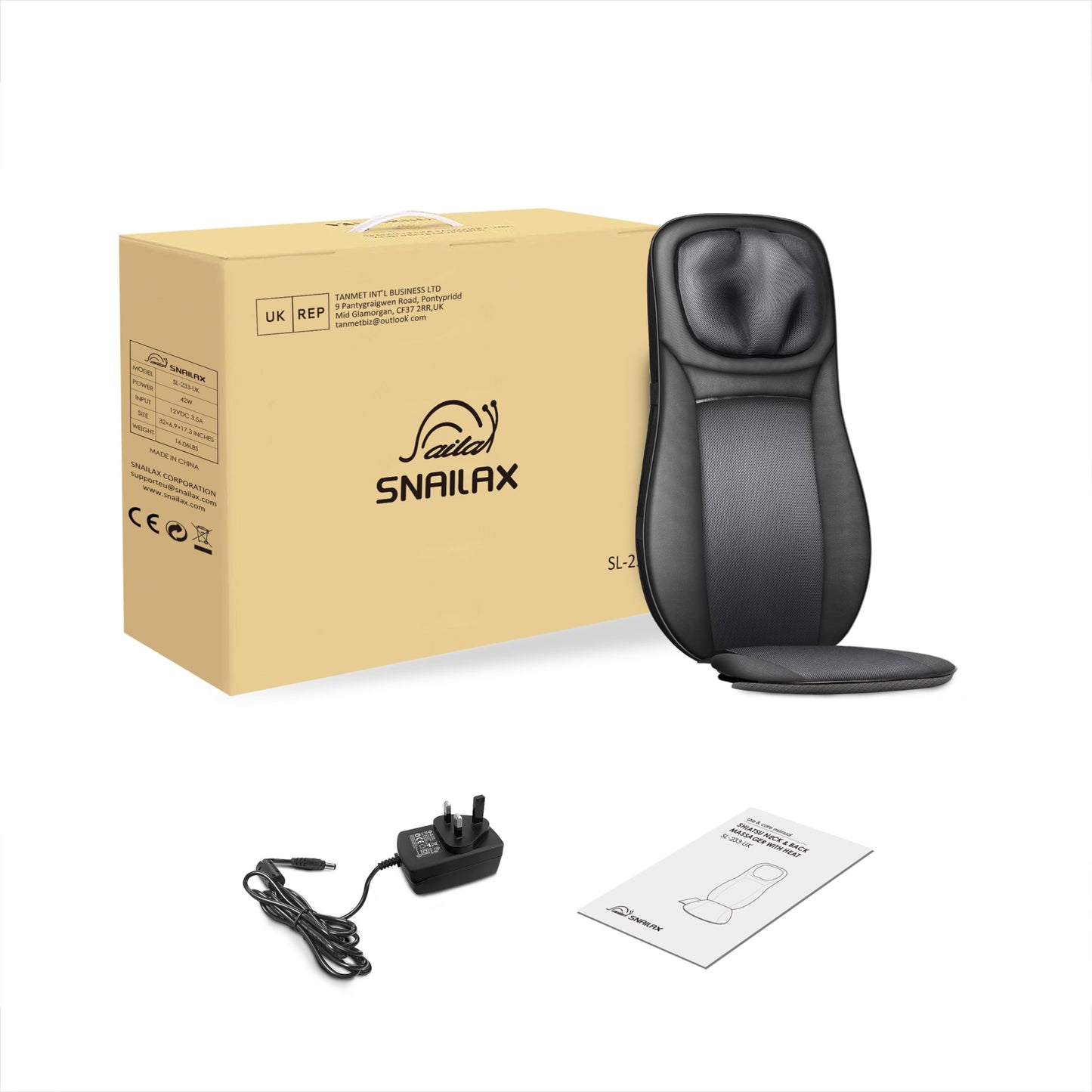 Snailax Shiatsu Neck Back Massager with Heat, Massage Chair Pad with Compression, Height-Adjustable Neck Massage Rollers Chair Seat Massager, Gifts for Men, Women