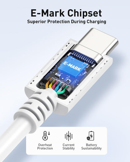 Cable Matters [USB-IF Certified] 240W USB C Cable - 6.6ft, Up to [240W Charging, 480Mbps], No Video Support, USBC Charger Cable/USBC Charging Cord for MacBook/iPad Pro/XPS/Surface Pro, White