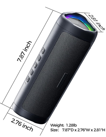 Bluetooth Speaker with HD Sound, Portable Wireless, IPX5 Waterproof, Up to 20H Playtime, TWS Pairing, BT5.3, for Home/Party/Outdoor/Beach, Stocking Stuffers, White Elephant Gifts for Adults (Black)