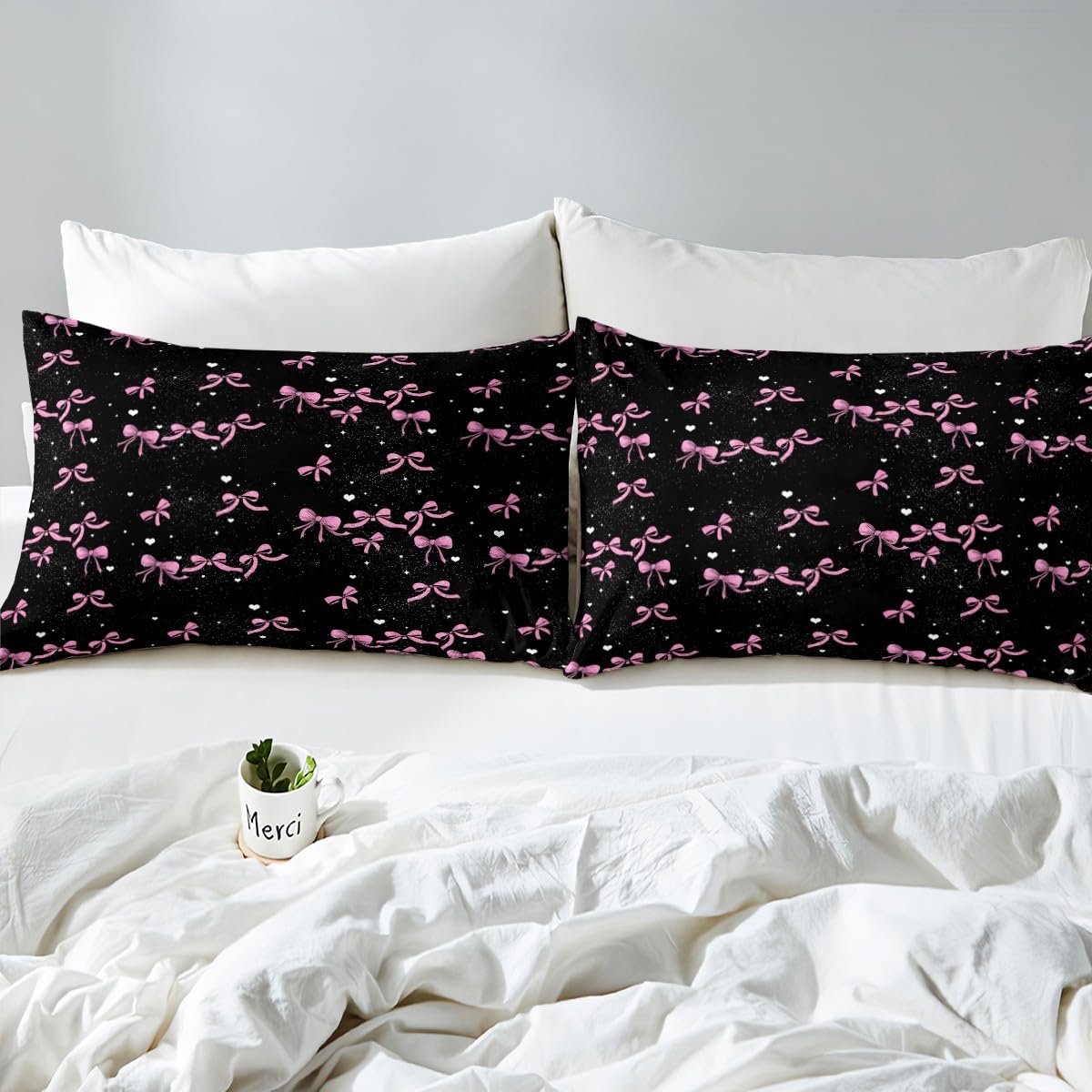 jejeloiu Pink Bow Bed Sheets Set Twin Size Bowknot Bed Set for Kids Boys Girls Butterfly Bowknot Deep Pocket Fitted Sheet Bow-tie Breathable Soft Lightweight Microfiber