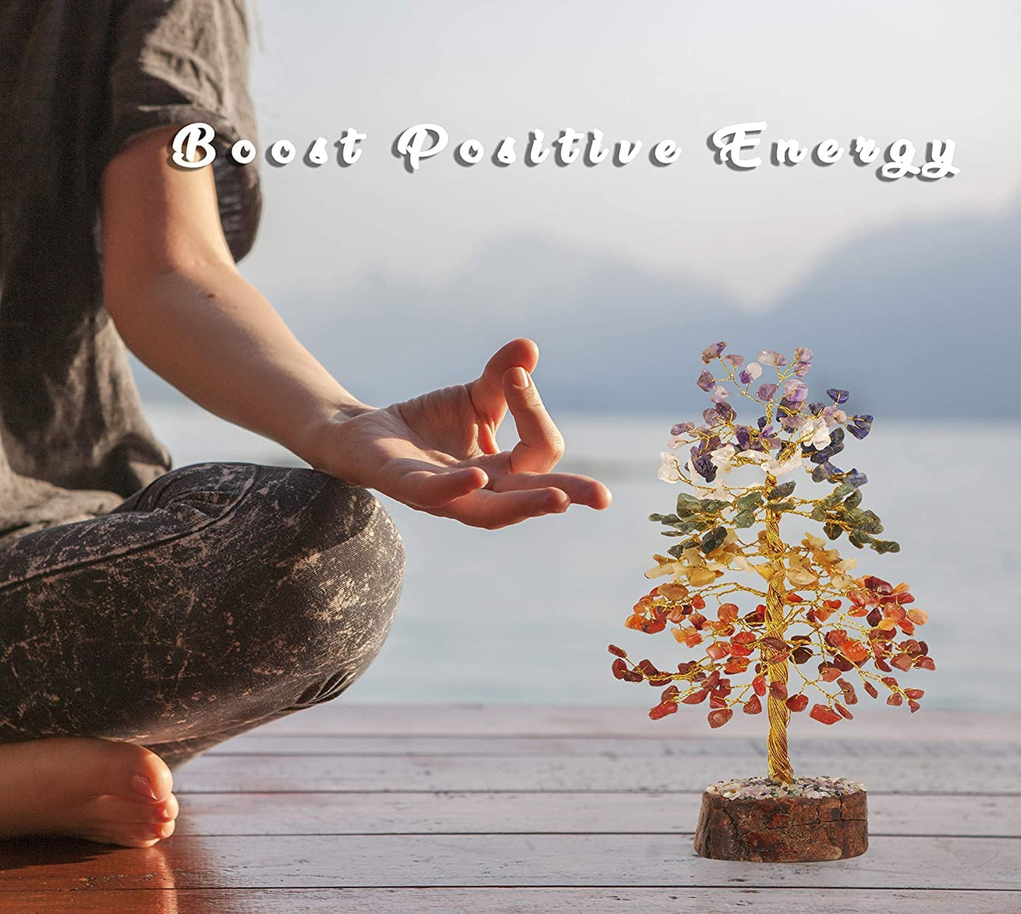 Crystal Tree of Life 7 Chakra Healing Crystal Trees for Home Decor, Office Desk Decor, Living Room Decor, Handmade Bonsai Trees for Positive Energy, Money, Good Luck Birthday Gifts for Women, Mom