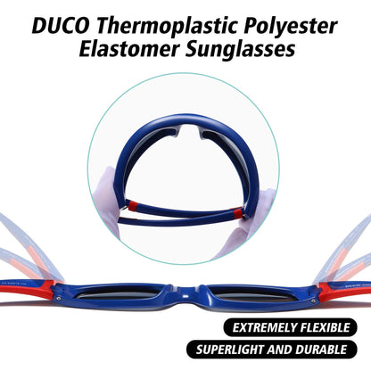 DUCO Kids Sports Style Polarised Sunglasses Rubber Flexible Frame For Boys Girls Baby and Children K001 (Blue Red 001 For Age 3-10)