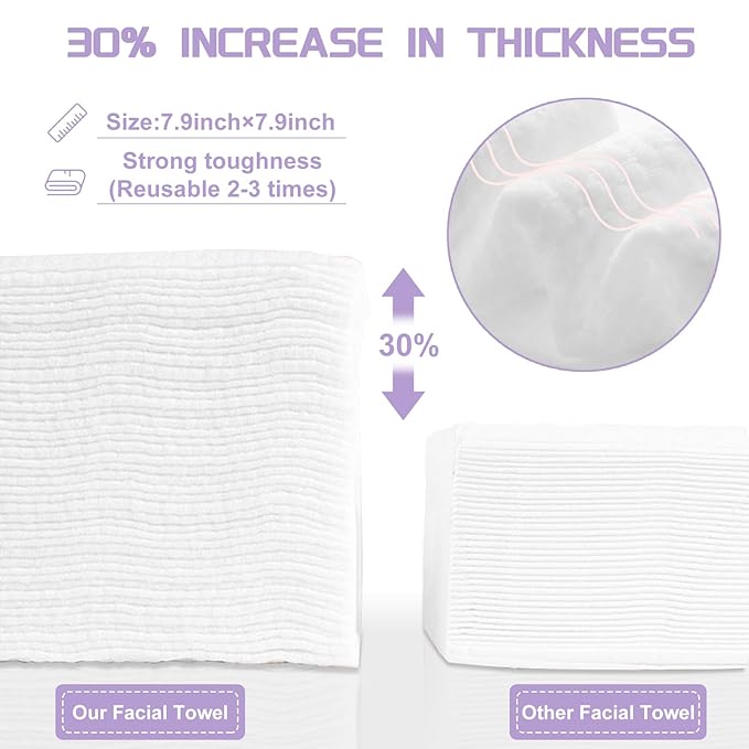 Disposable Face Towel 400 Count, Soft Cotton Face Towels, Dry Wipes Facial