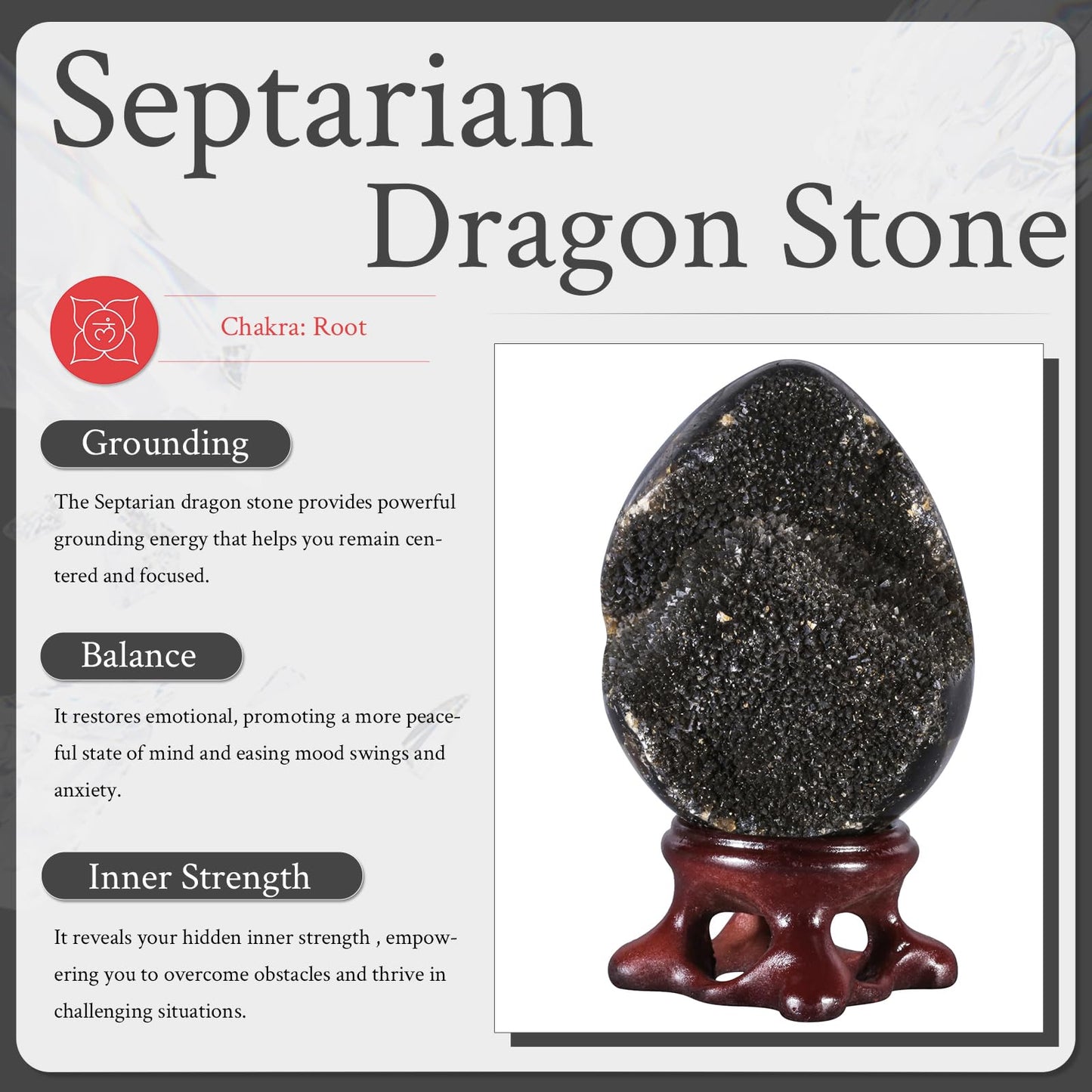 Sportmusies Natural Black Septarian Dragon Stone Geode Cluster Egg with Resin Stand, Decorative Crystal Cluster Egg Figurine for Home Reiki Healing Meditation, 1.96-2.75 inches
