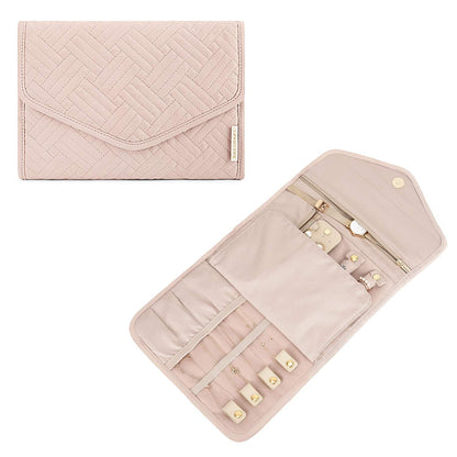 bagsmart Travel Jewellery Organiser, Foldable Jewelry Storage Roll for Journey-Rings, Necklaces, Bracelets, Earrings, (Medium-Pink)