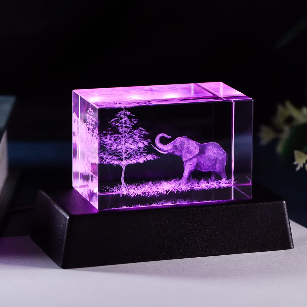 Qianwei 3D Crystal Elephant Decor Stuff Figurines Statue Gift for Elephant Lovers, Mother Day Birthday Gifts for Mom Mother Mama from Daughter Son
