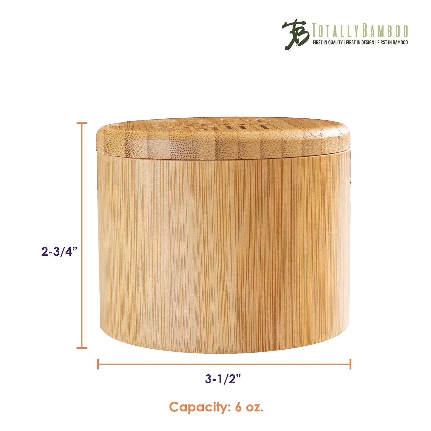 Totally Bamboo Salt Cellar Bamboo Storage Box with Magnetic Swivel Lid, 6 Ounce Capacity, "Take Life with a Grain of Salt" Engraved on Lid