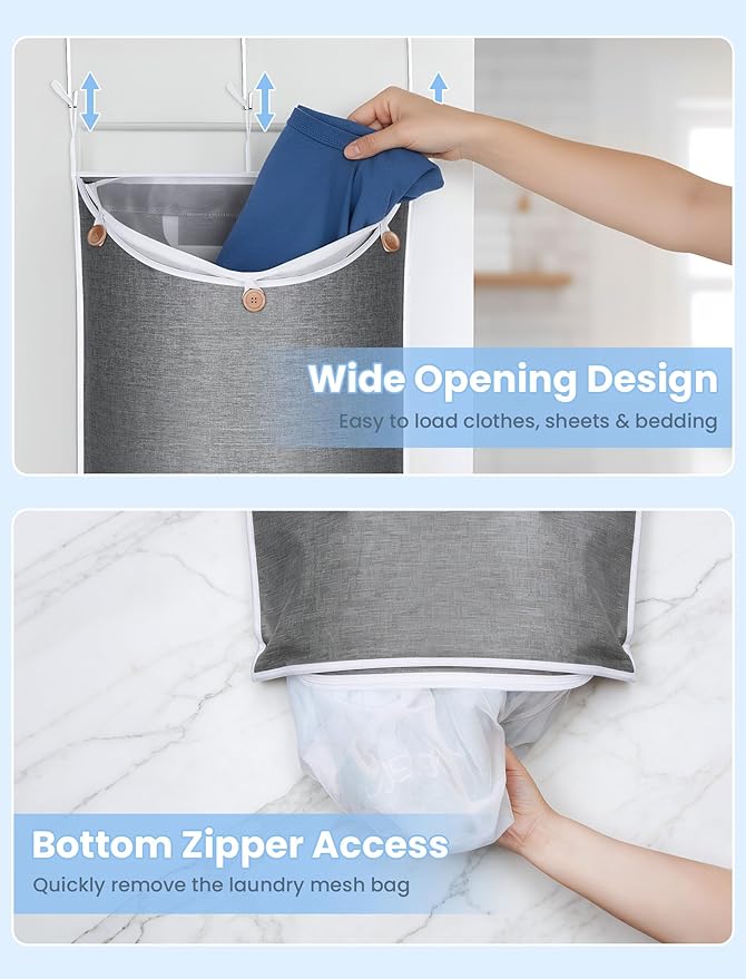 NiHome XXL Hanging Laundry Hamper Bag 39.4"x22.4"