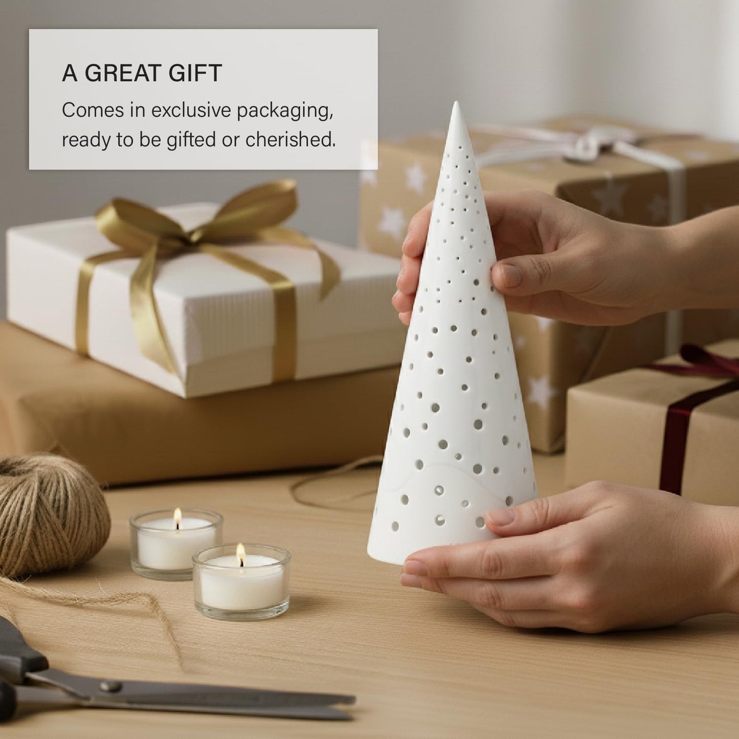 Kahler Nobili Tealight Holder | Snow White Bone China | 10 Inch