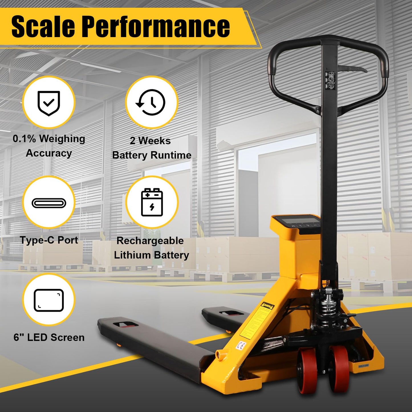 APOLLOLIFT Scale Pallet Truck, Hydraulic Hand Pallet Jack Trucks 5500Lbs Capacity, 27.7" x 45" Forks