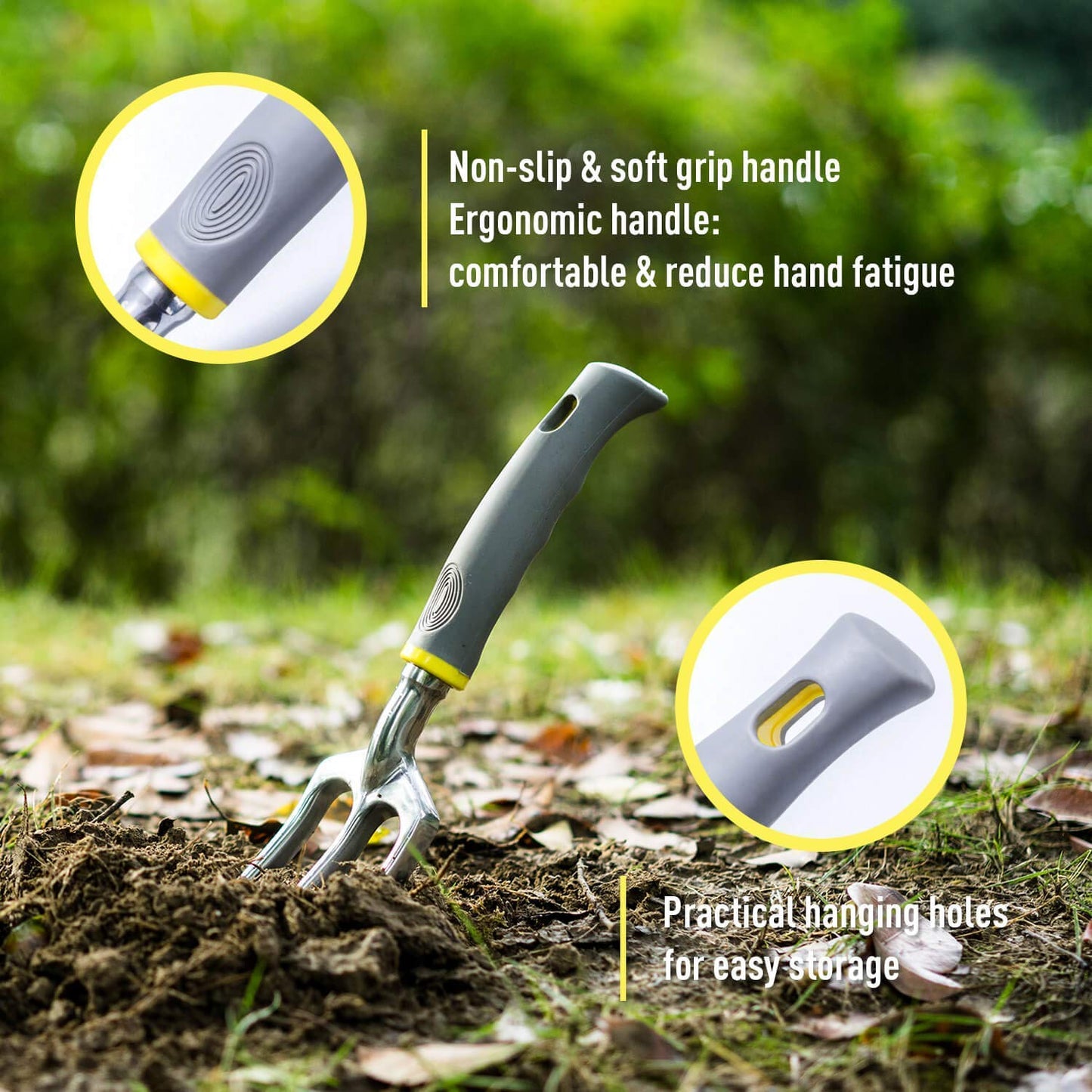 JARDINEER Stainless Steel Garden Tools Set, Including 5 Basic Garden Hand Fork and Trowel Set, Garden Glove and Pruner, Tote Bag, Gardening Tools for Women Men Mum