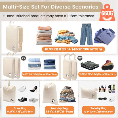 Compression Packing Cubes for Backpack,8 PCS Travel Packing Cubes for Suitcases Waterproof Suitcase Organiser Bags Travel Essentials（Beige）