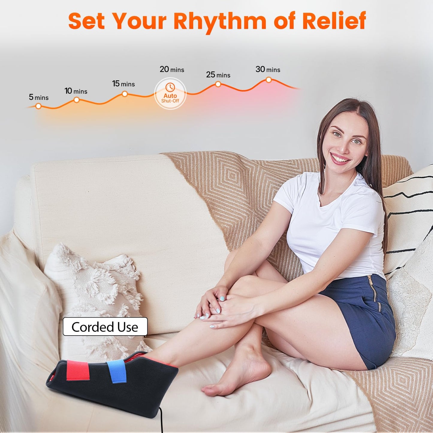 LIGHTIUM Red Light Therapy for Feet – FSA Eligible HSA Infrared Light Therapy Foot Wrap with 660nm Red & 850nm Near Infrared LEDs, Heat Therapy & Timer for Neuropathy, Joint, Ankle, Heel & Daily Foot Pain Relief(Corded)