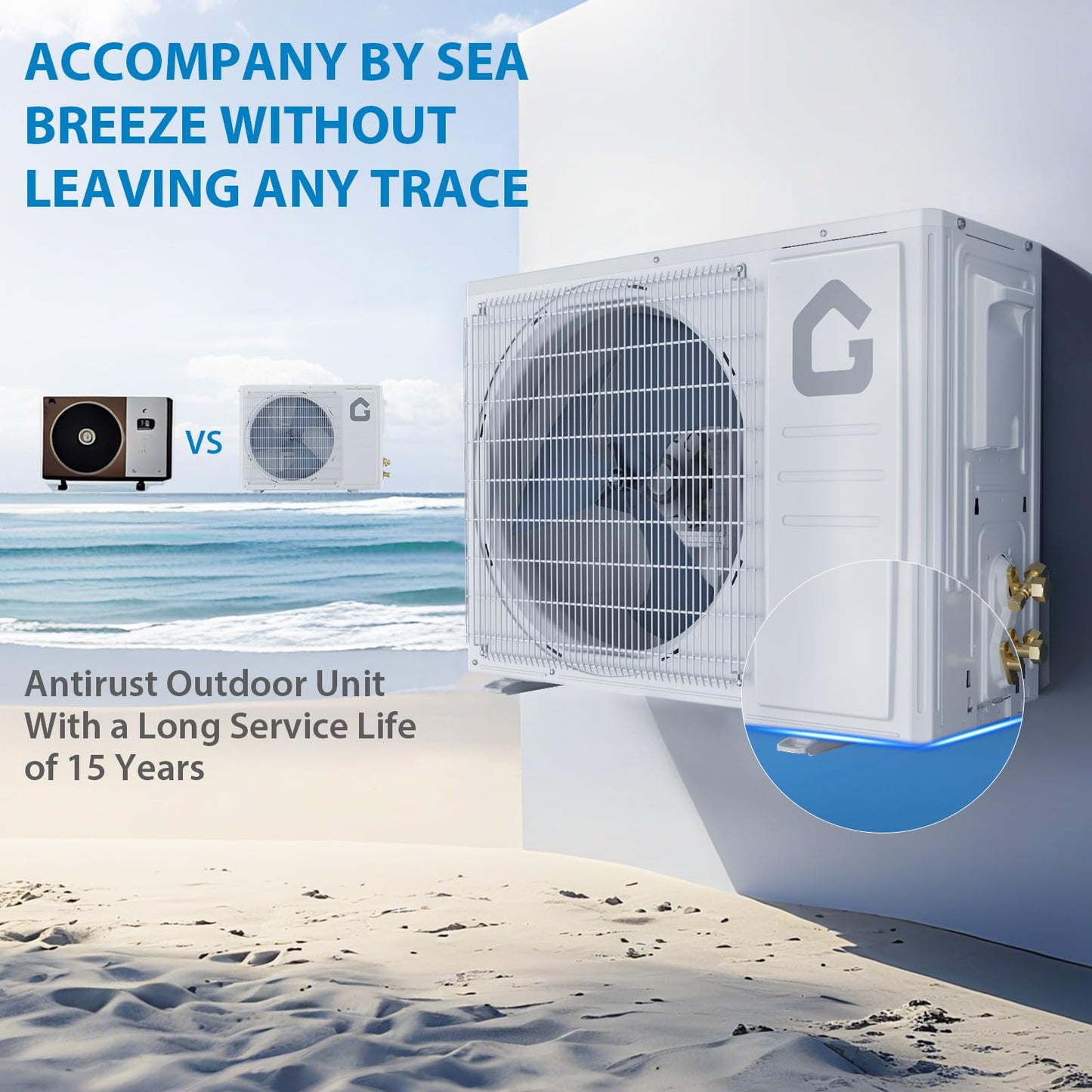 12000 BTU Mini Split Air Conditioner Heat Pump System, 20 SEER Energy Efficiency, WiFi Enabled, High Efficiency Cooling