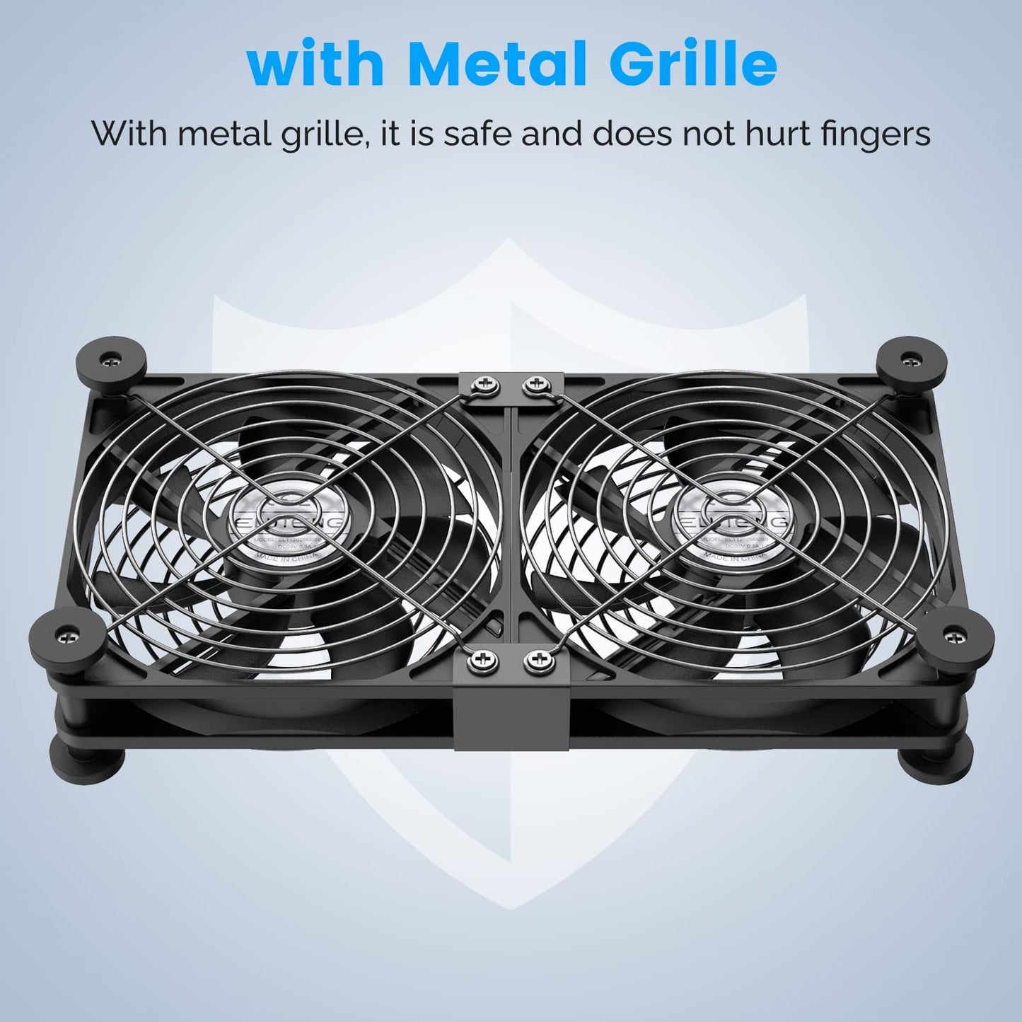 ELUTENG Computer Fan 120mm Dual Row 2 in 1 with 3 Adjustable Speed USB PC Fans 5V Electronics USB Cooling Fan with 8 Shock-Absorbing Feet for Cabinet/Router/PS5/Laptop/TV Box