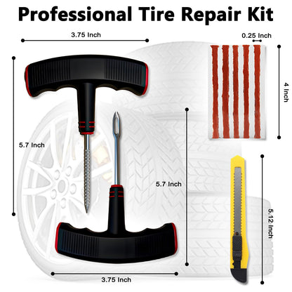 45Pcs Tire Repair Kit with Tire Plugs & Rubber Nail, Professional Heavy Duty Emergency Tire Repair Screw Tool Kit, Flat Tire Repair Plug Kit for Car Motorcycle ATV Tractor Truck Lawn Mower (Gray)