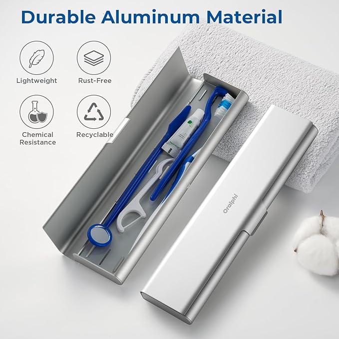 2 Pack Wider Aluminum Toothbrush Travel Case, Portable Travel Toothbrush Holder
